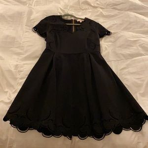 Ted Baker Black Saloane Fit & Flare V-neck Cocktail Dress
